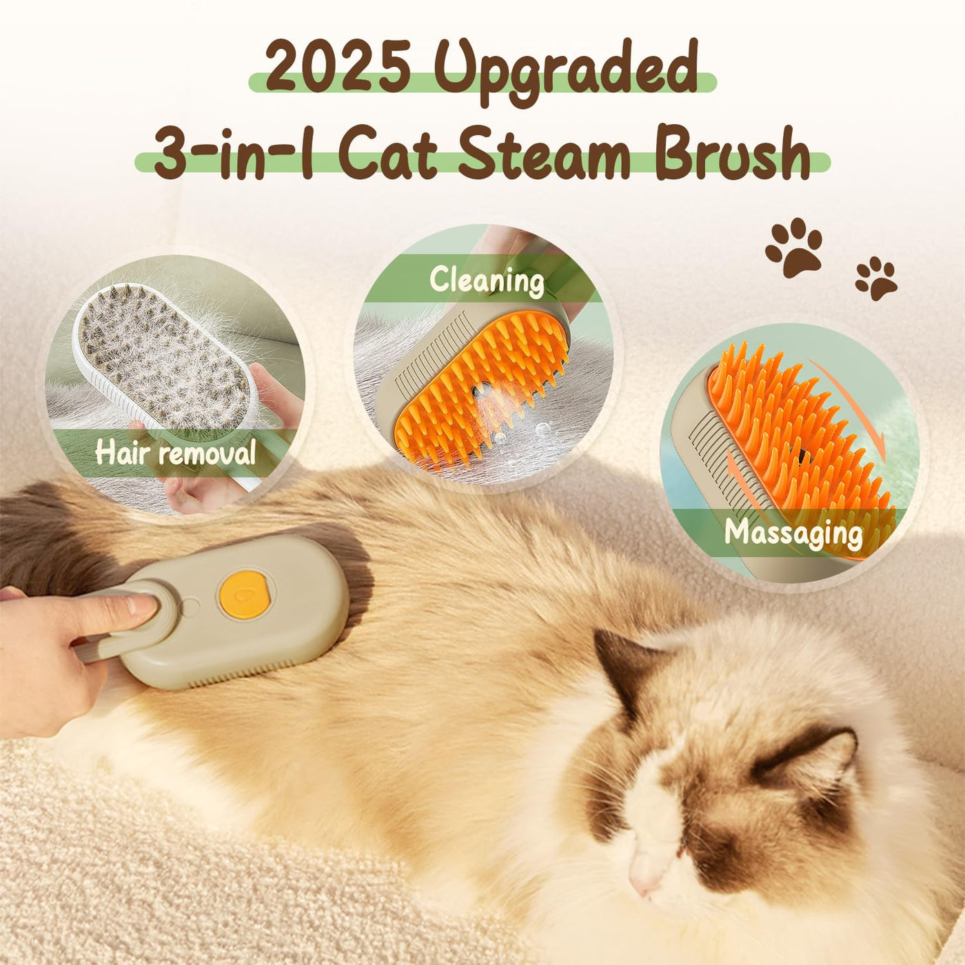FluffAway™ Steam Comb – Quick, Safe & Mess-Free Grooming
