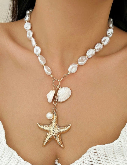 Starfish & Shell Pendant Necklace