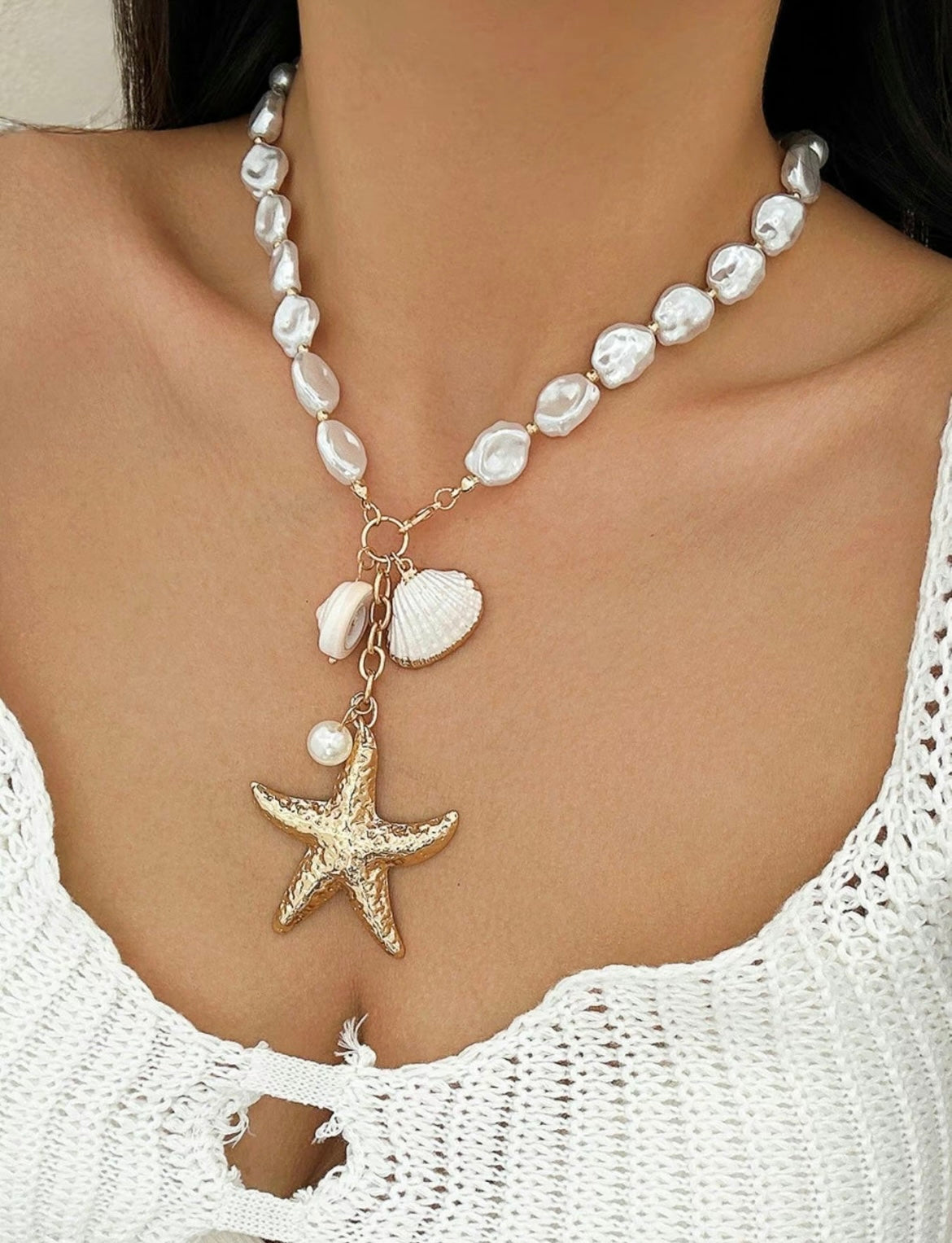 Starfish & Shell Pendant Necklace